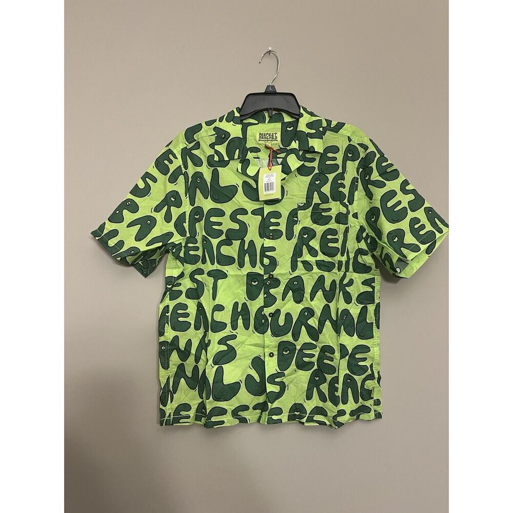 NWT Banks Journal Deepest Reaches Bubble Short Sleeve Buttonup Shirt Green Men M